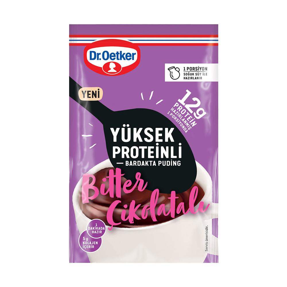 Dr Oetker Yüksek Proteinli Bardak Puding Bitter Çikolata 28 Gr