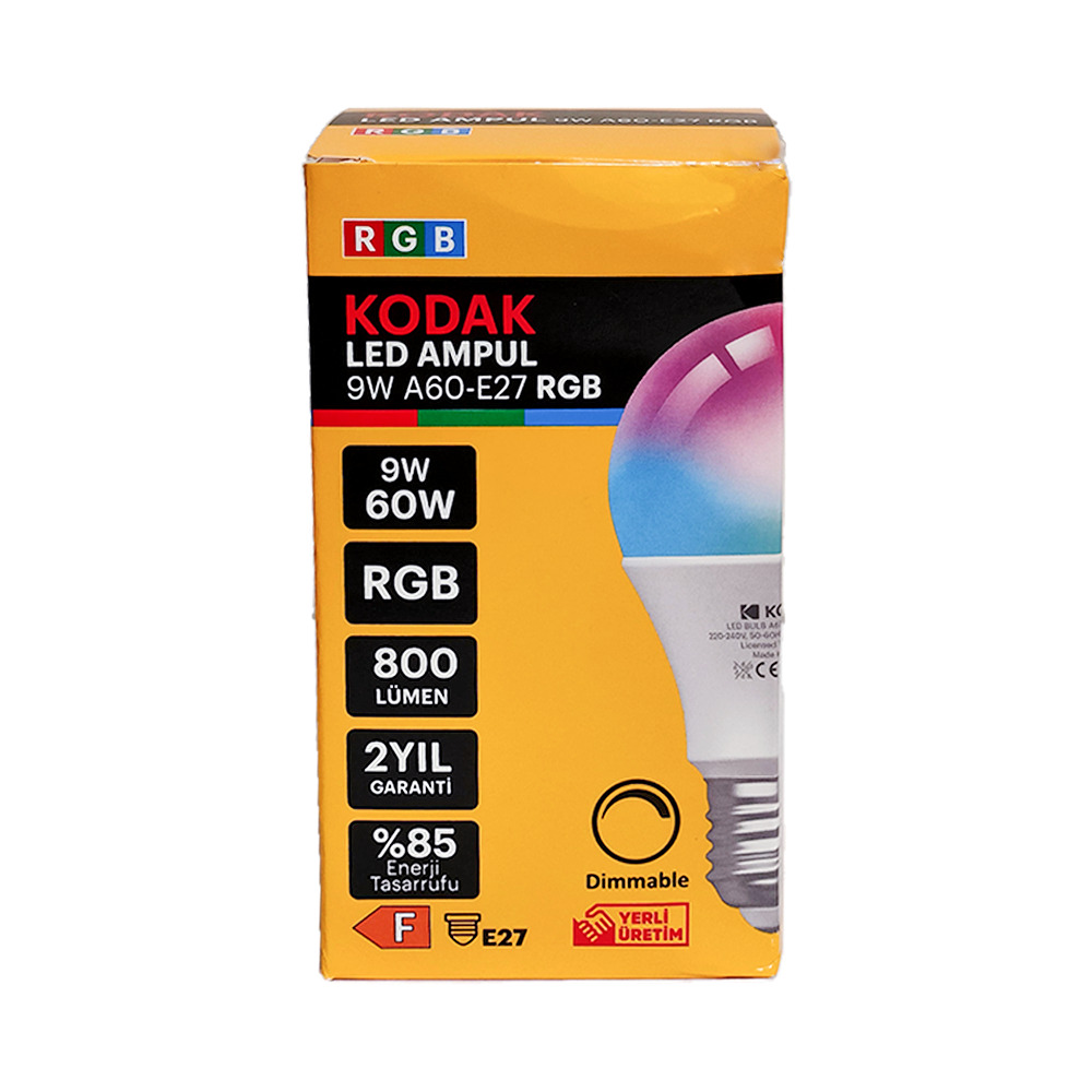 Kodak Led Renk Değiştiren Kumandalı Ampul 9W