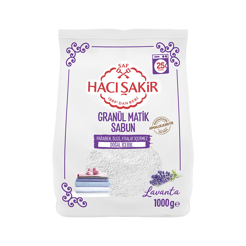 Hacı Şakir Sabun Tozu Granül Matik Lavanta 1000 Gr.