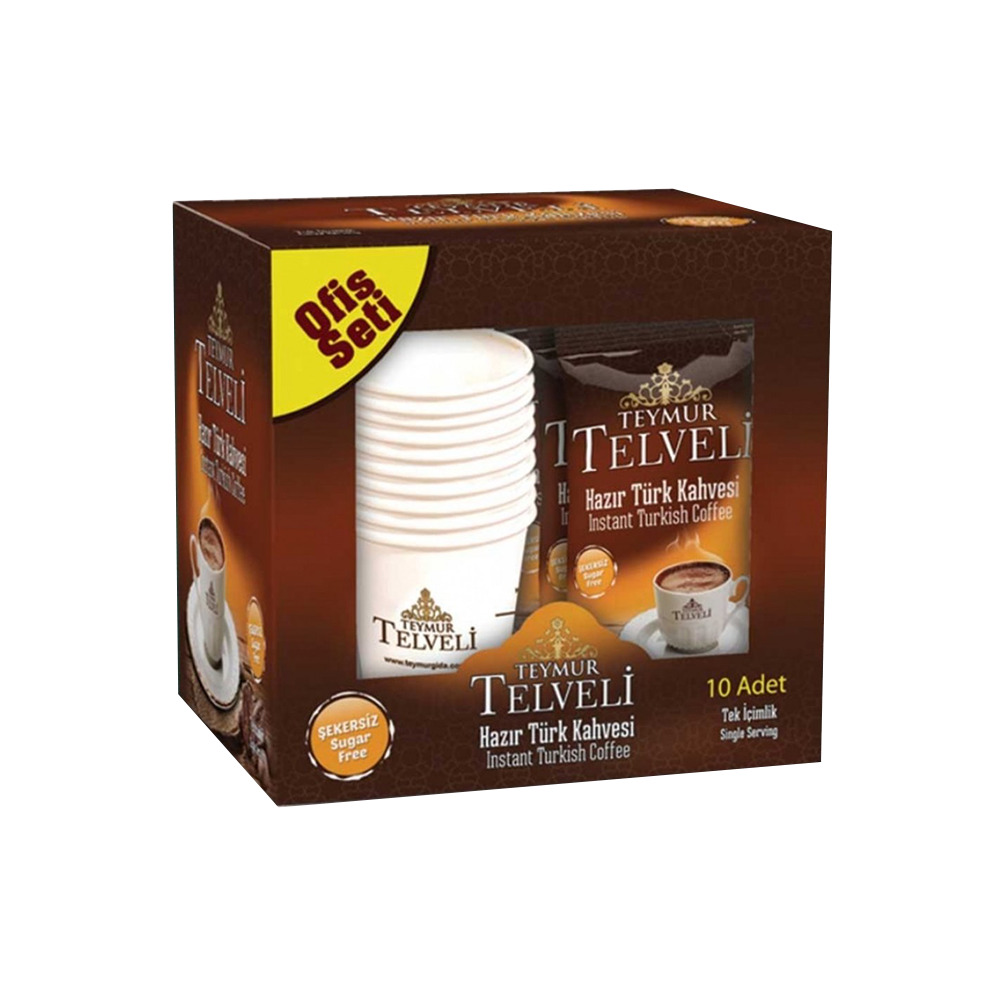 Teymur Telveli Hazır Türk Kahvesi Ofis Seti Şekersiz 10*7 Gr