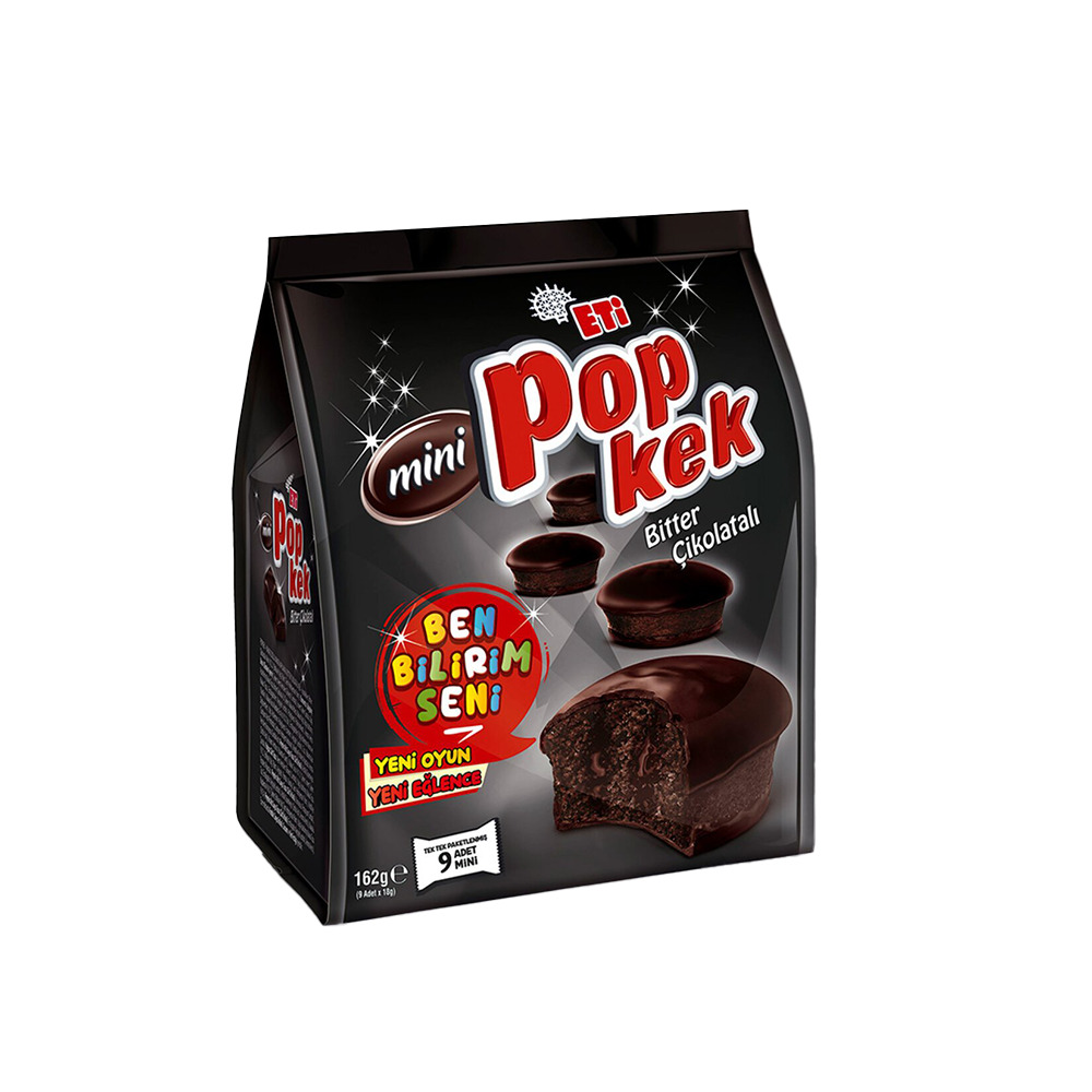 Eti Popkek Mini Bitter Çikolatalı 162 Gr 9 Lu