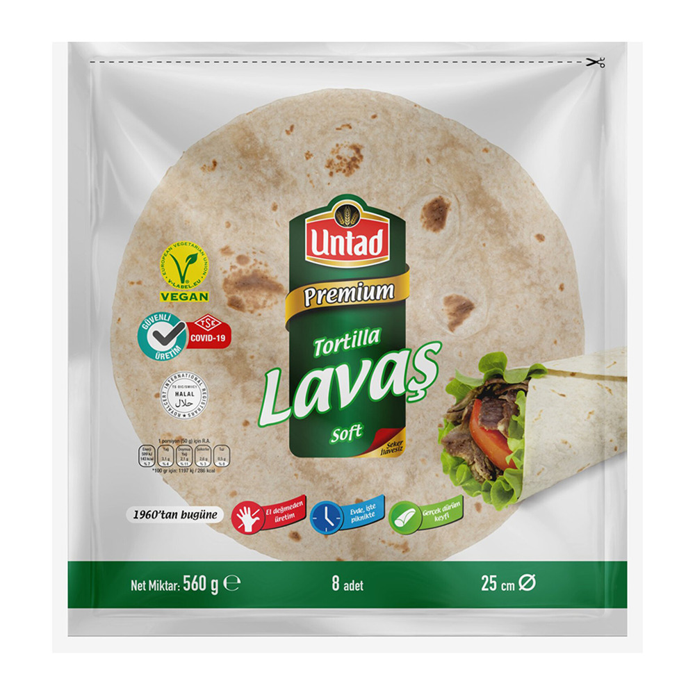 Untad Tortilla Lavaş Ekmek 25 Cm 8 Li