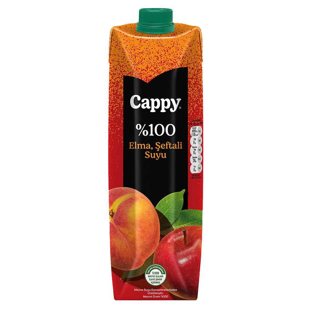 Cappy %100 Elma Şeftali Suyu 1 Lt Tetra.