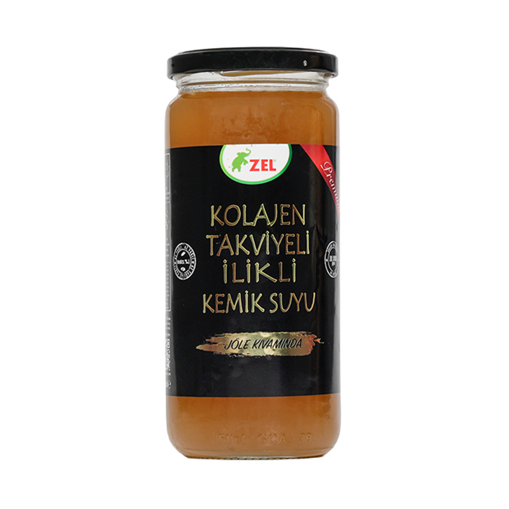 Zel Kolojen Takviyeli İlikli Kemik Suyu Cam Kavanoz 480 Ml