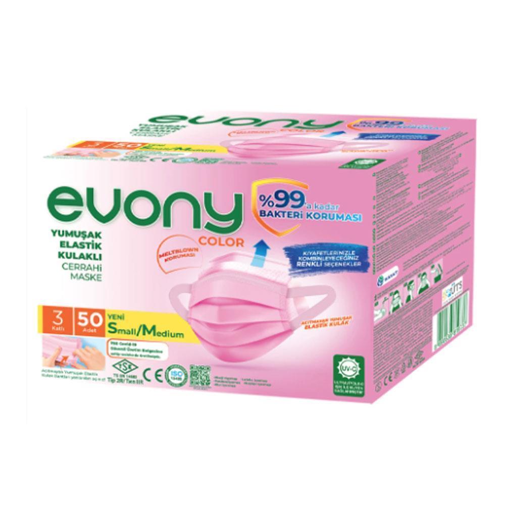 Evony Cerrahi Maske 50'li Pembe S/M