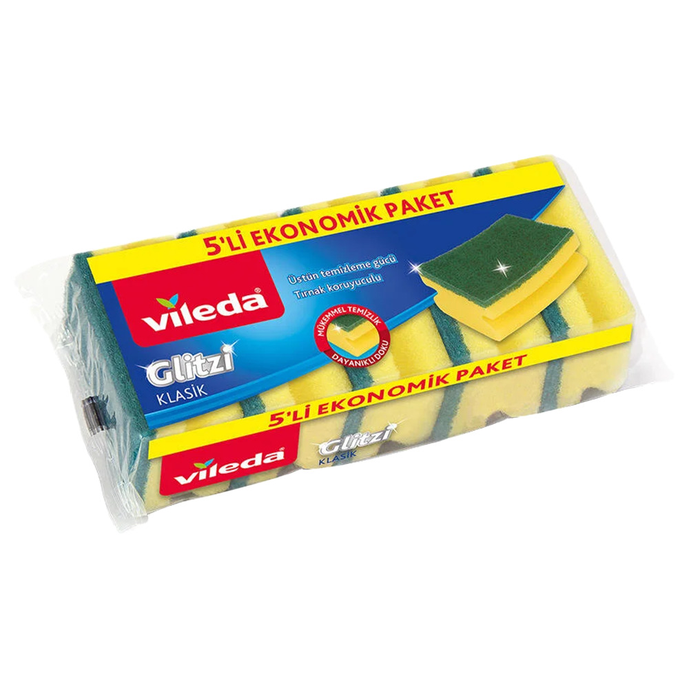 Vileda Yeşil Oluklu Sünger 5’li Ekonomik Paket