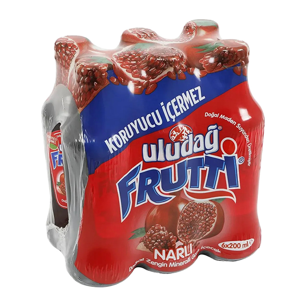 Uludağ Frutti Nar Aromalı Maden Suyu 6*200 ml.