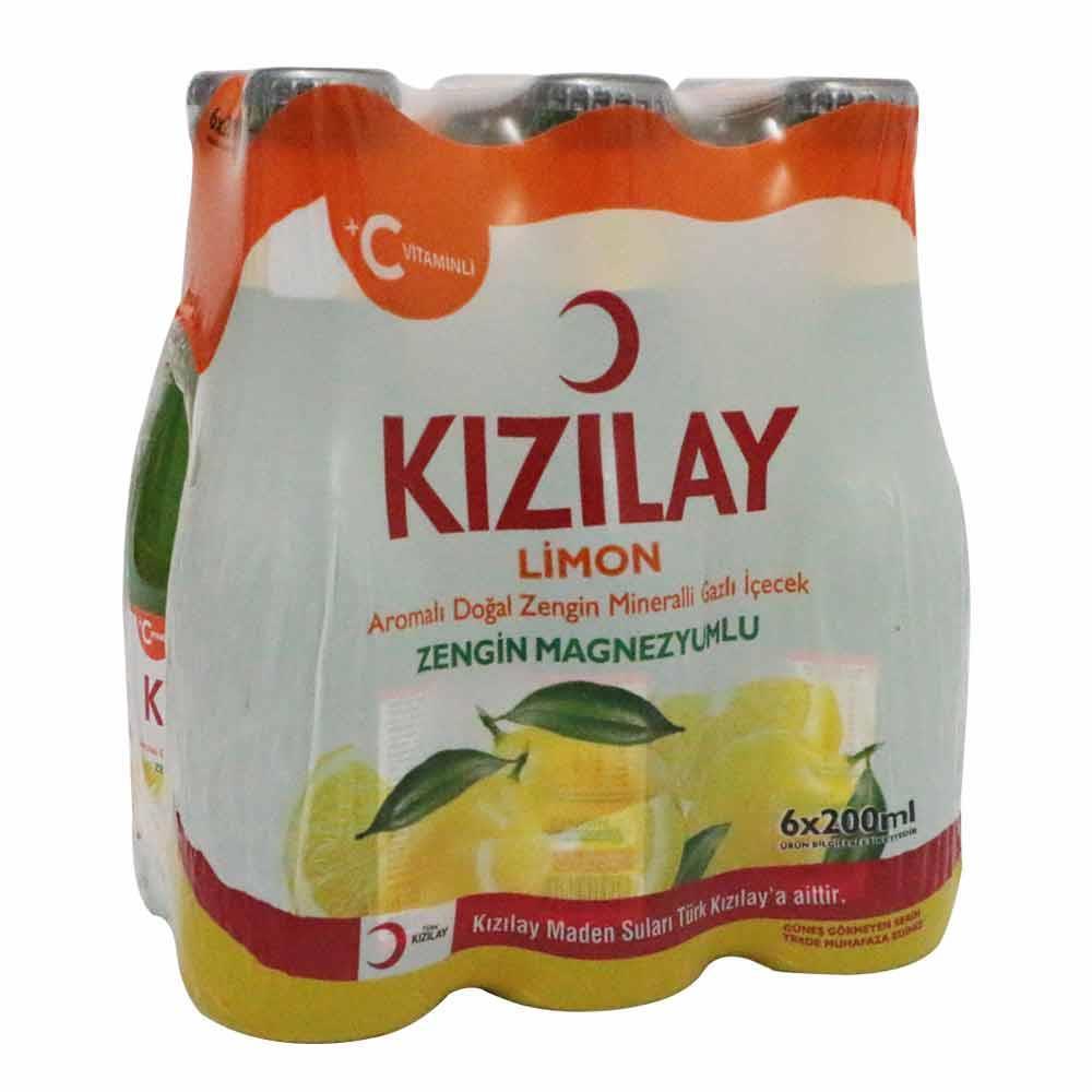Kızılay Maden Suyu 6*200 Limon Aromalı Doğal Mineralli Gazlı İçecek 