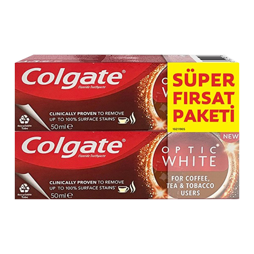 Colgate Diş Macunu Optic White Çay Kahve Ve Tütün Kullananlar İçin 2X50Ml