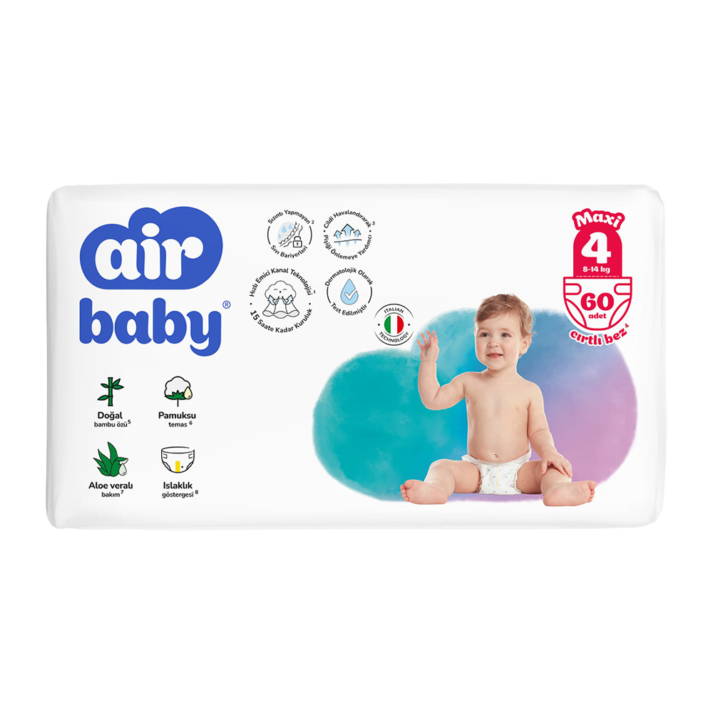 Air Baby Maxi Bebek Bezi No:4 8-14 Kg 60'Lı