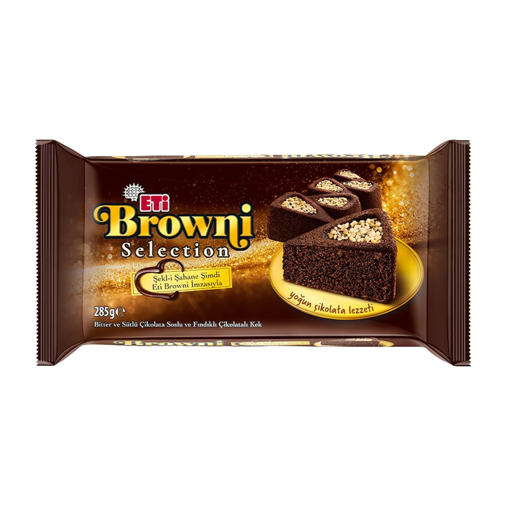 Eti Browni Selection Bitter ve Sütlü Çikolata Soslu Fındıklı Kek 285 Gr