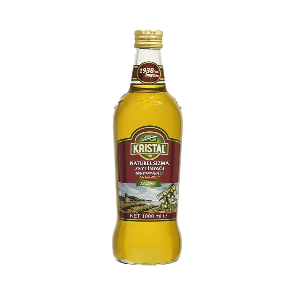 Kristal Naturel Sızma Zeytinyağı 1 Lt. Cam Dolgun Güçlü Lezzet