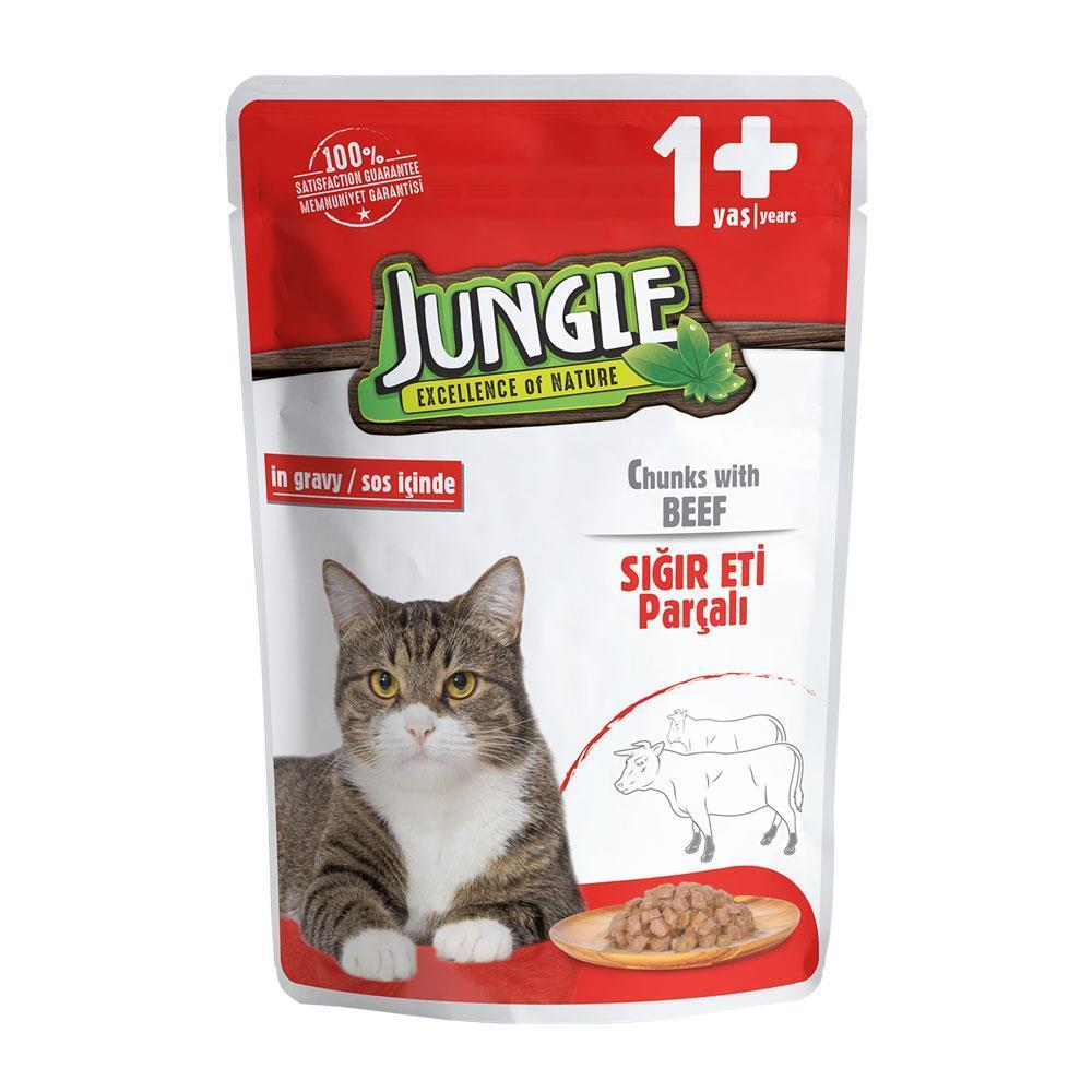 Jungle Kedi 100 Gr Pouch Yetiskin  Dana Eti Parçalı