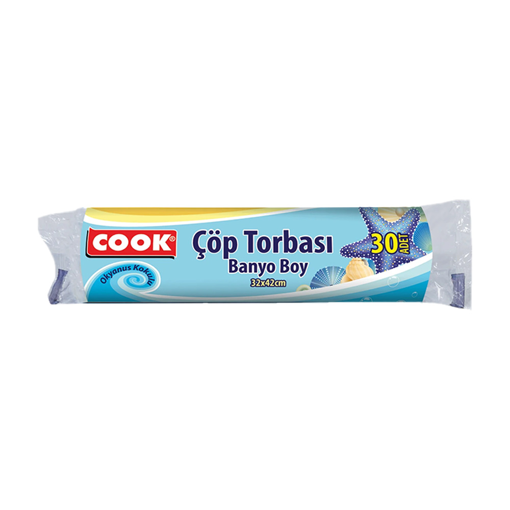 Cook Çöp Torbası Okyanus Kokulu Banyo Boy 32*42Cm 30'lu 