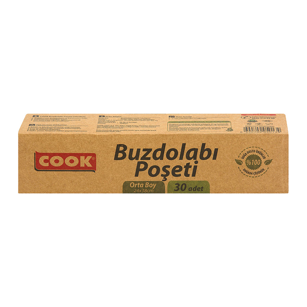 Cook Buzdolabı Poşeti Orta Boy 24*38Cm 30 Lu