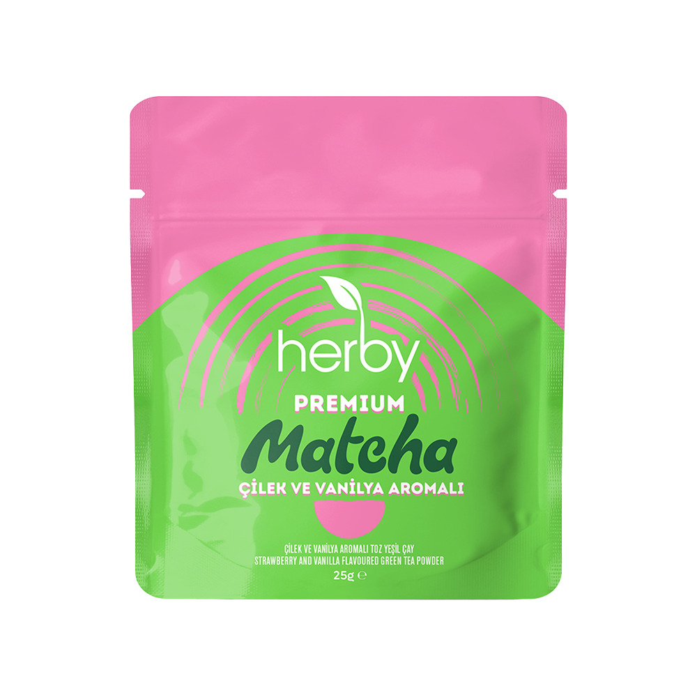 Herby Premium Matcha Çilek ve Vanilya Aromalı 25 Gr