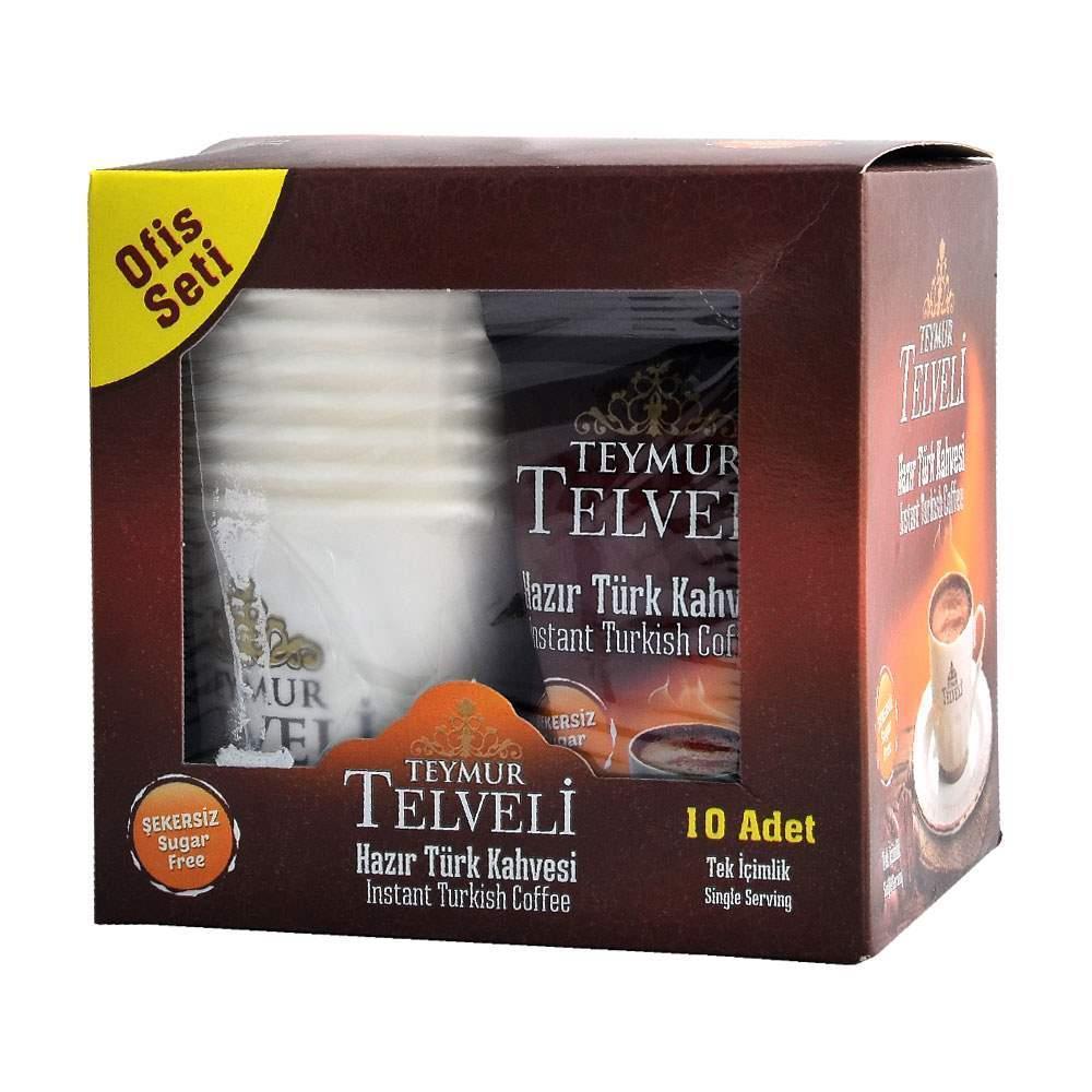 Teymur Telveli Hazır Türk Kahvesi Ofis Seti Şekersiz 10*7 Gr