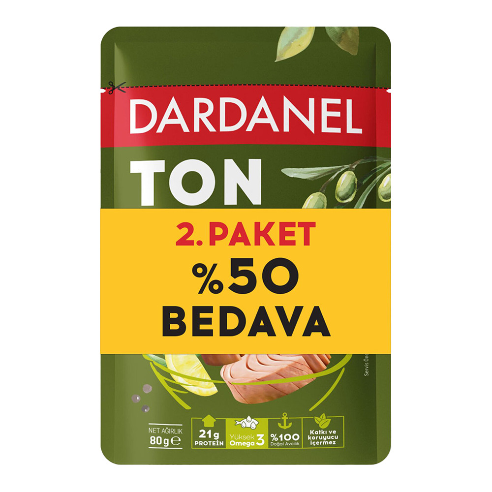 Dardanel Ton Zeytin Yağlı Poşet 80 GR 2.Si %50 Bedava**