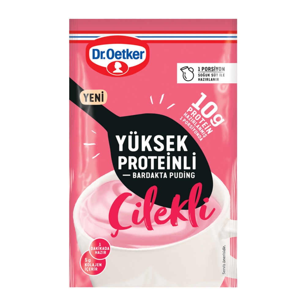 Dr Oetker Yüksek Proteinli Bardak Puding Çilekli 23 Gr