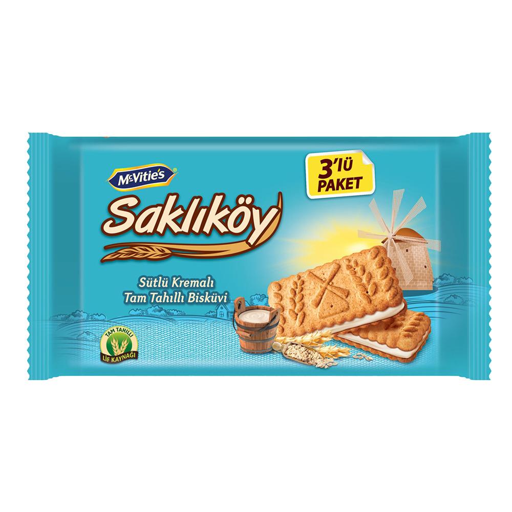 Ülker Saklıköy Sütlü Kremalı Yulaflı Bisküvi  3*88 Gr