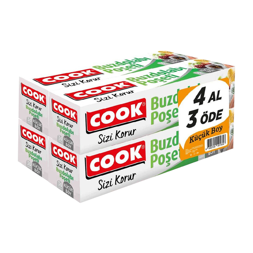 Cook Küçük Boy Buzdolabı Poşeti 4 Al 3 Öde 20*30 Cm 30 Lu