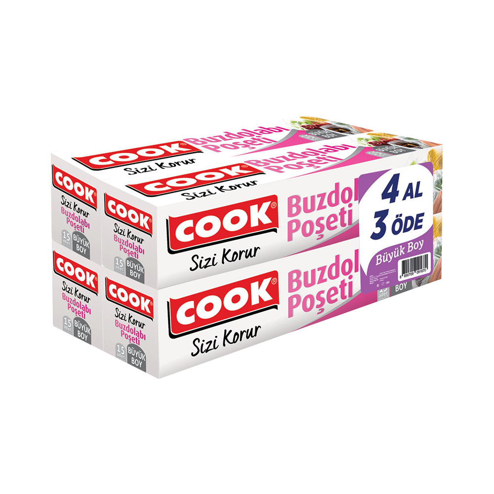 Cook Büyük Boy Buzdolabı Poşeti 4 Al 3 Öde 15 Li