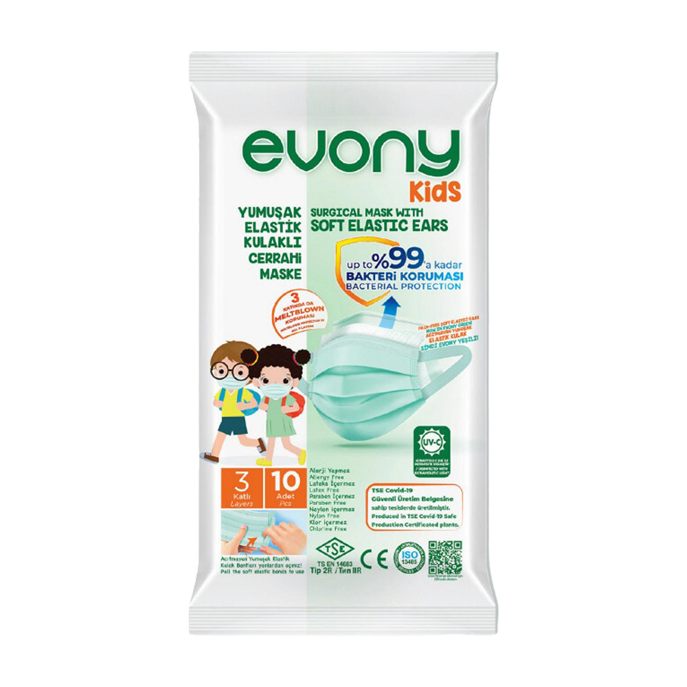 Evony Kids Cerrahi Maske 10 Lu 3 Katlı