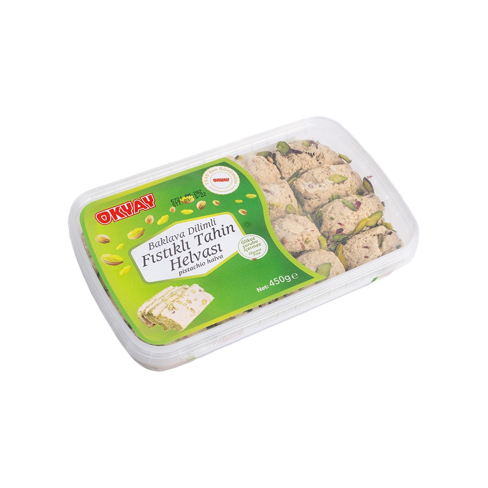 Okyay Helva 450Gr Antep Fıstıklı Baklava Dilimli Plastik.