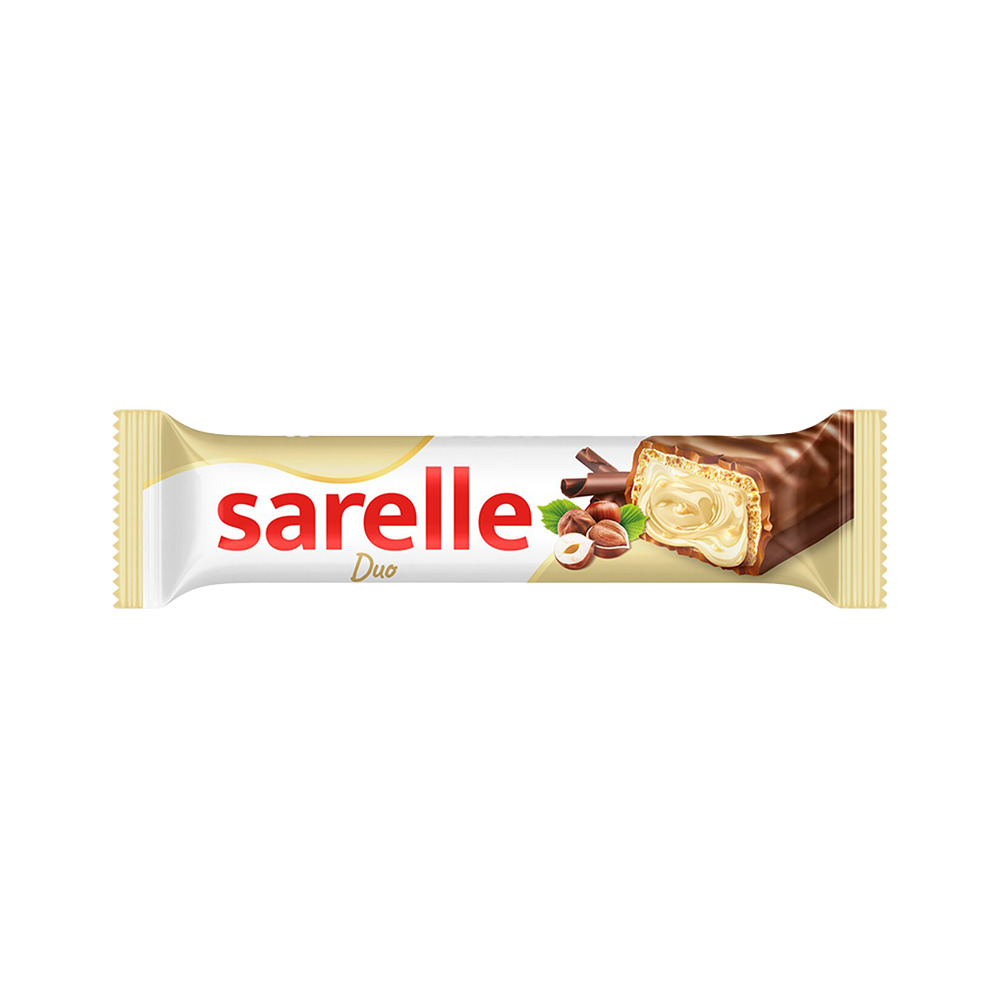 Sarelle Duo Sutlu Çikolata Kaplama  33Gr Fındık Ezme Dolgulu Bar