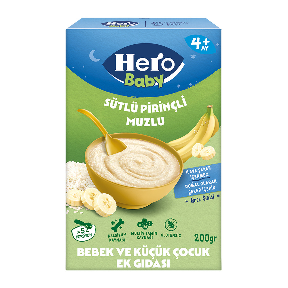 Hero Baby Kaşık Maması 200 Gr Sütlü Pirinçli Muzlu
