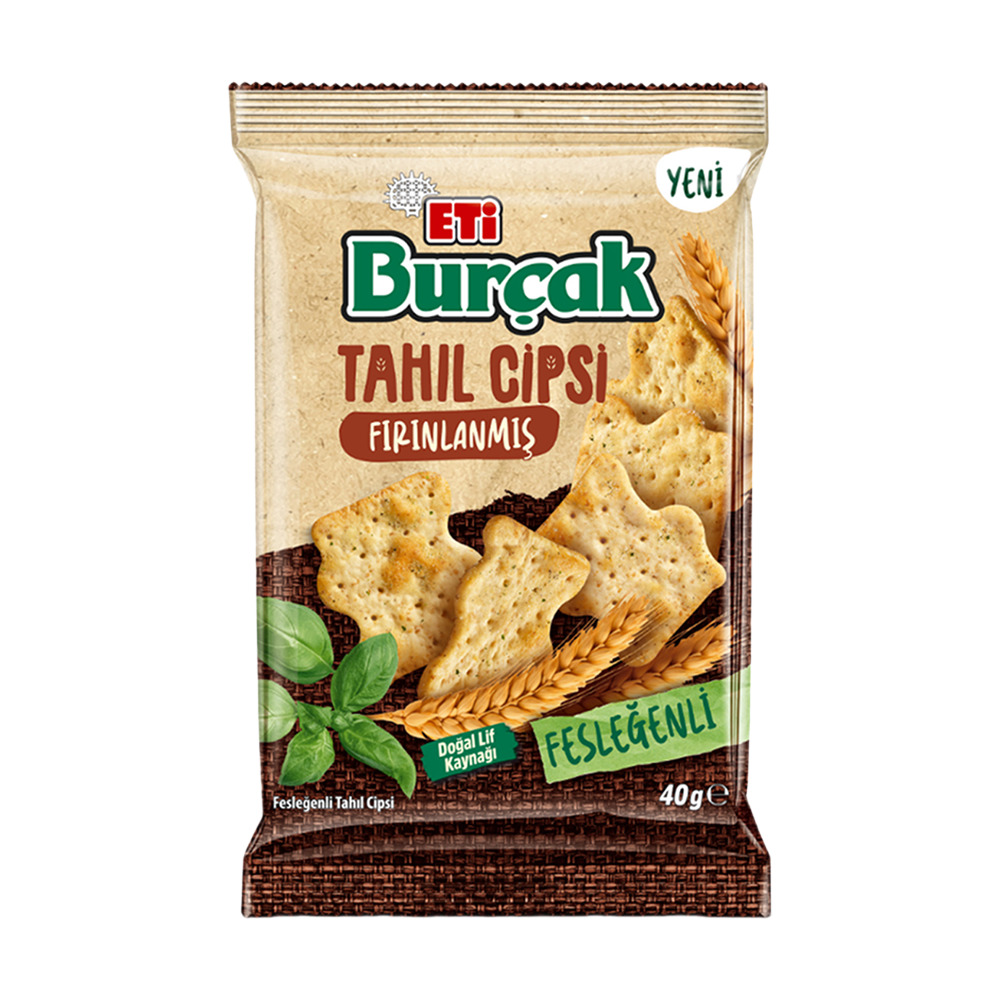 Eti Burçak Fesleğenli Tahıl Cipsi Fırınlanmış 40Gr