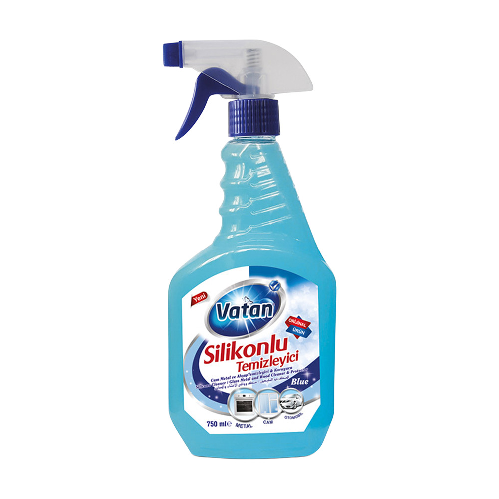 Vatan Silikonlu Cam Metal Mobilya Temizleyici Sprey Blue 750Ml