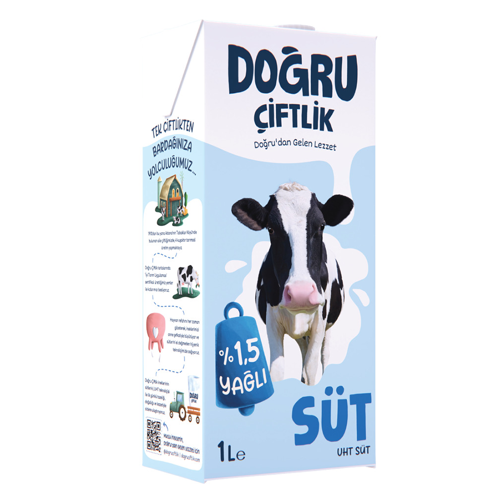 Doğru Çiftlik Süt 1 Lt % 1,5 Yağlı
