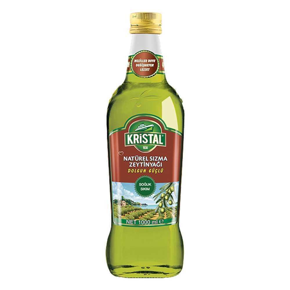 Kristal Naturel Sızma Zeytinyağı 1 Lt. Cam Dolgun Güçlü Lezzet
