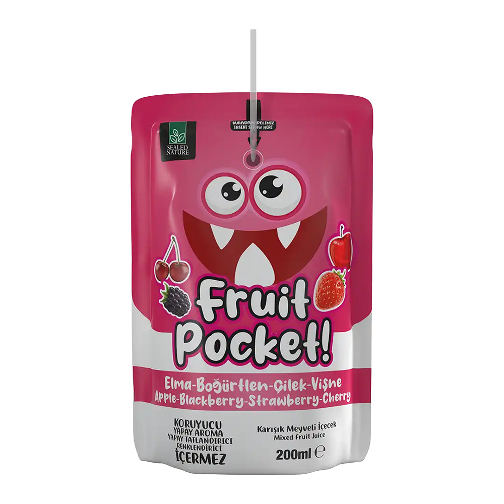 Fruit Pocket! Elma Böğürtlen Çilek Vişne Meyveli İçecek 200 Ml