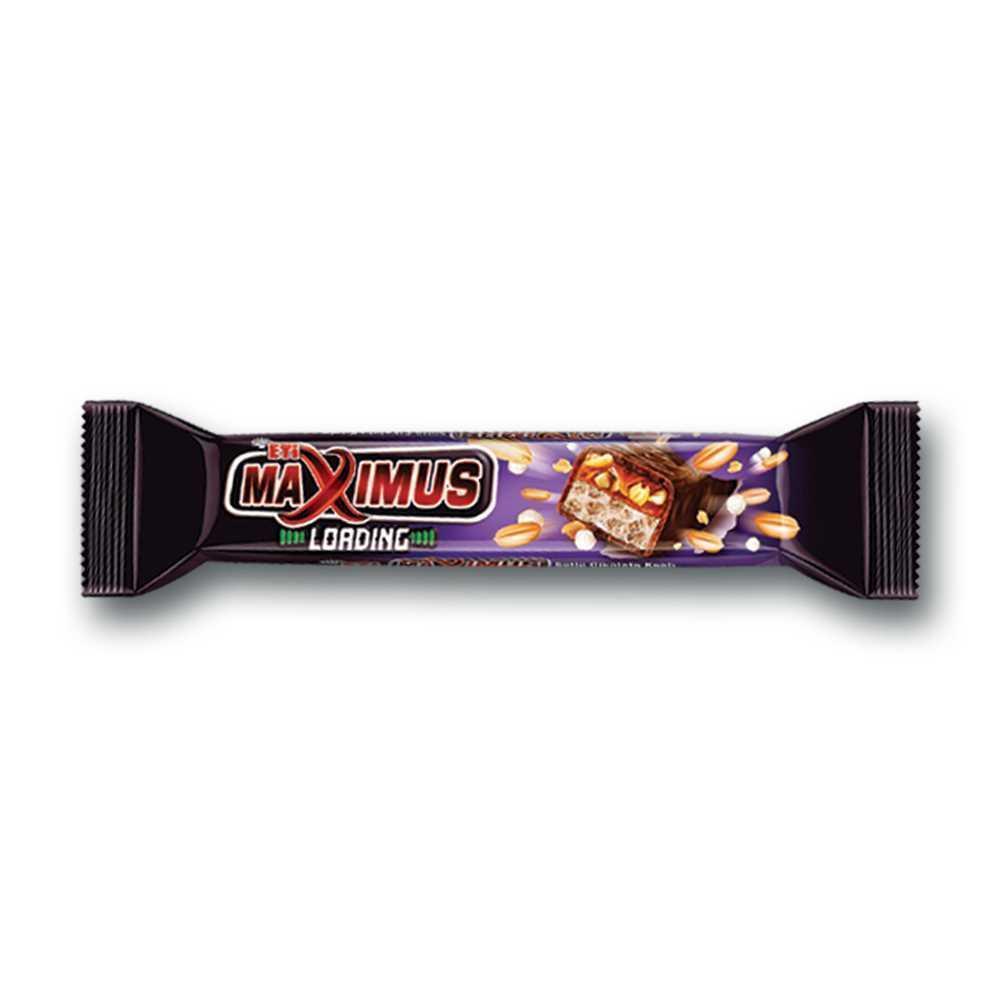 Etı Maximus Loading 50Gr Sütlü Çikolata Kaplı Yer Fıstıklı Buğday Patlaklı Ve Karamelli Nuga Bar 